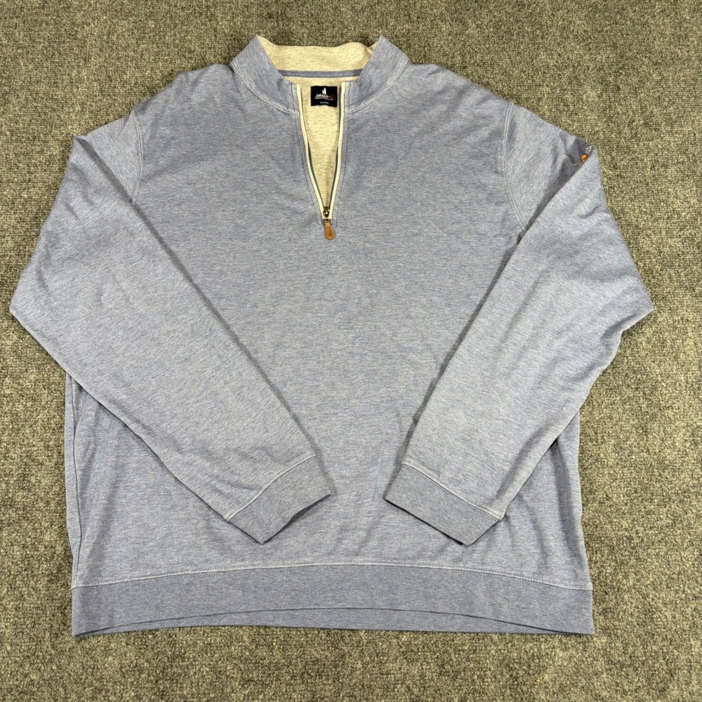 Johnnie-O Mens XL Blue Heathered Quarter Zip Pullover Relation Logo Surfer Logo